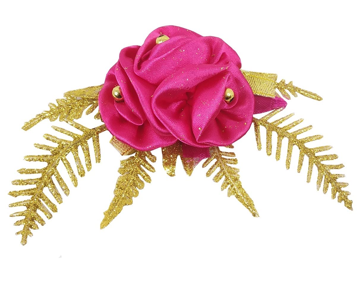 De-Ultimate (Pack of 6 Pcs) Pink Satin Artificial Flowers for Home Birthday Parties Hall Craft Decorations, Wedding Invitation Card Decor, Gift Packing/Wrapping, Arts and Craftworks, Flower Making