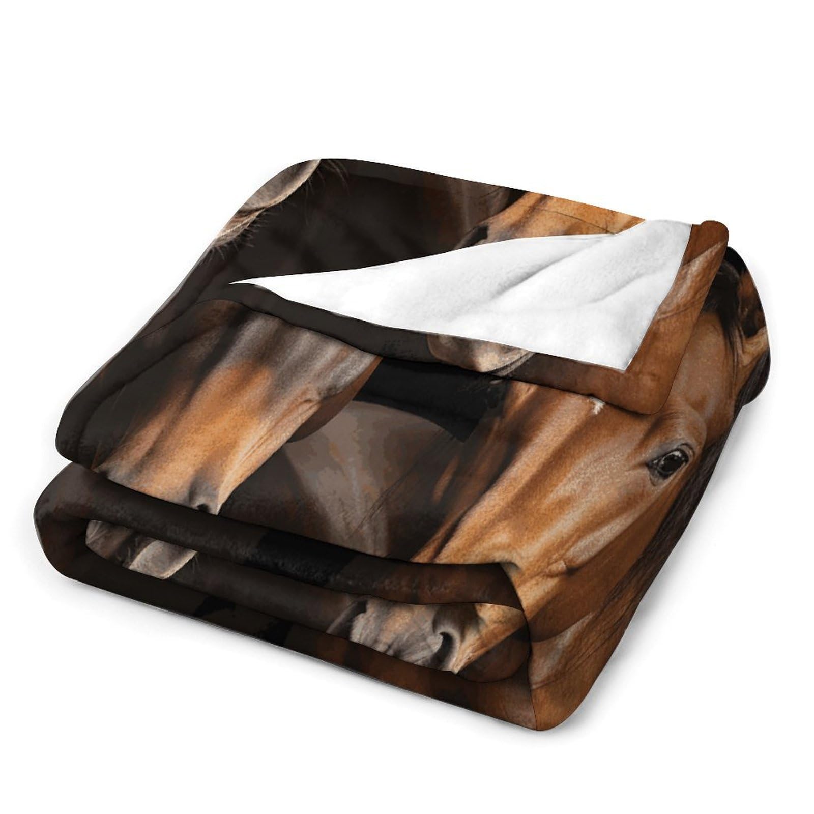 Couverture en peluche chaude et légère plaid chevaux pour lit adulte