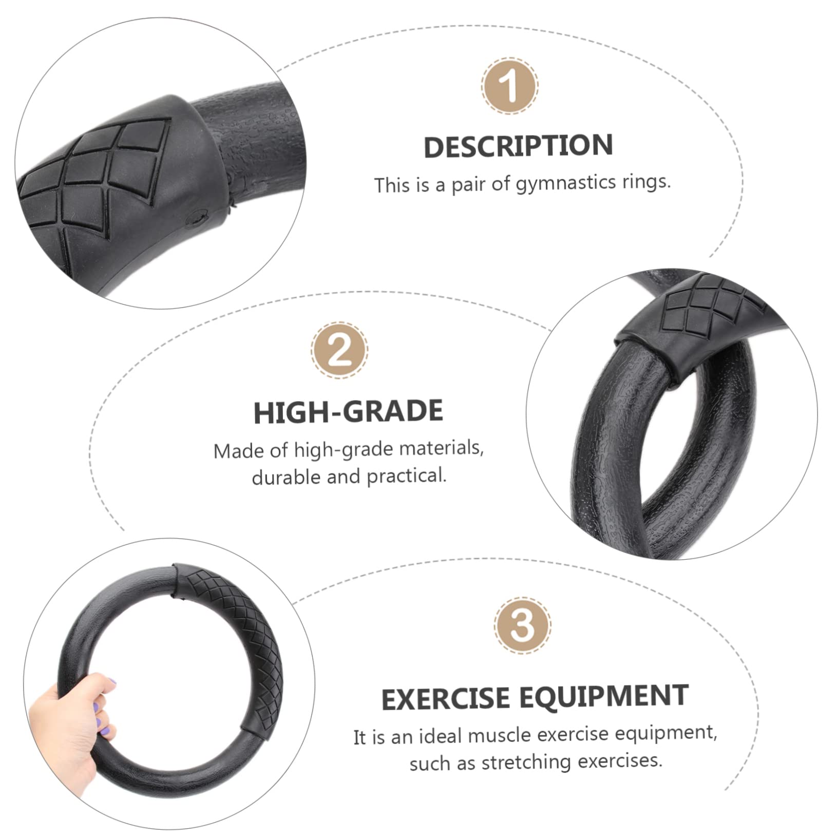 VICASKY 1Pair Abs Gymnastic Rings Fitness Rings for Home Workouts Durable Exercise Equipment for Strength Training Straps for Pull Ups for Muscle Activation