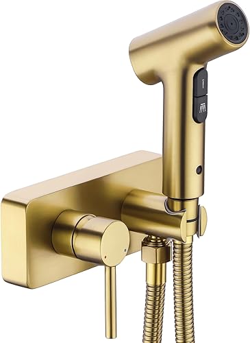 Miniatura 8 de Pulverizador de bidé de mano de latón para inodoro, accesorio de grifo de bidé frío y caliente, montaje lateral de tocador de baño, 2 funciones, kit