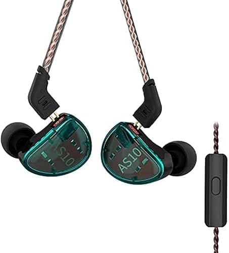 EZ EAR KZ AS10 Auriculares de alta fidelidad con cable en auriculares con monitor de oído, 5 armadura equilibrada 5BA con cable con cancelación de