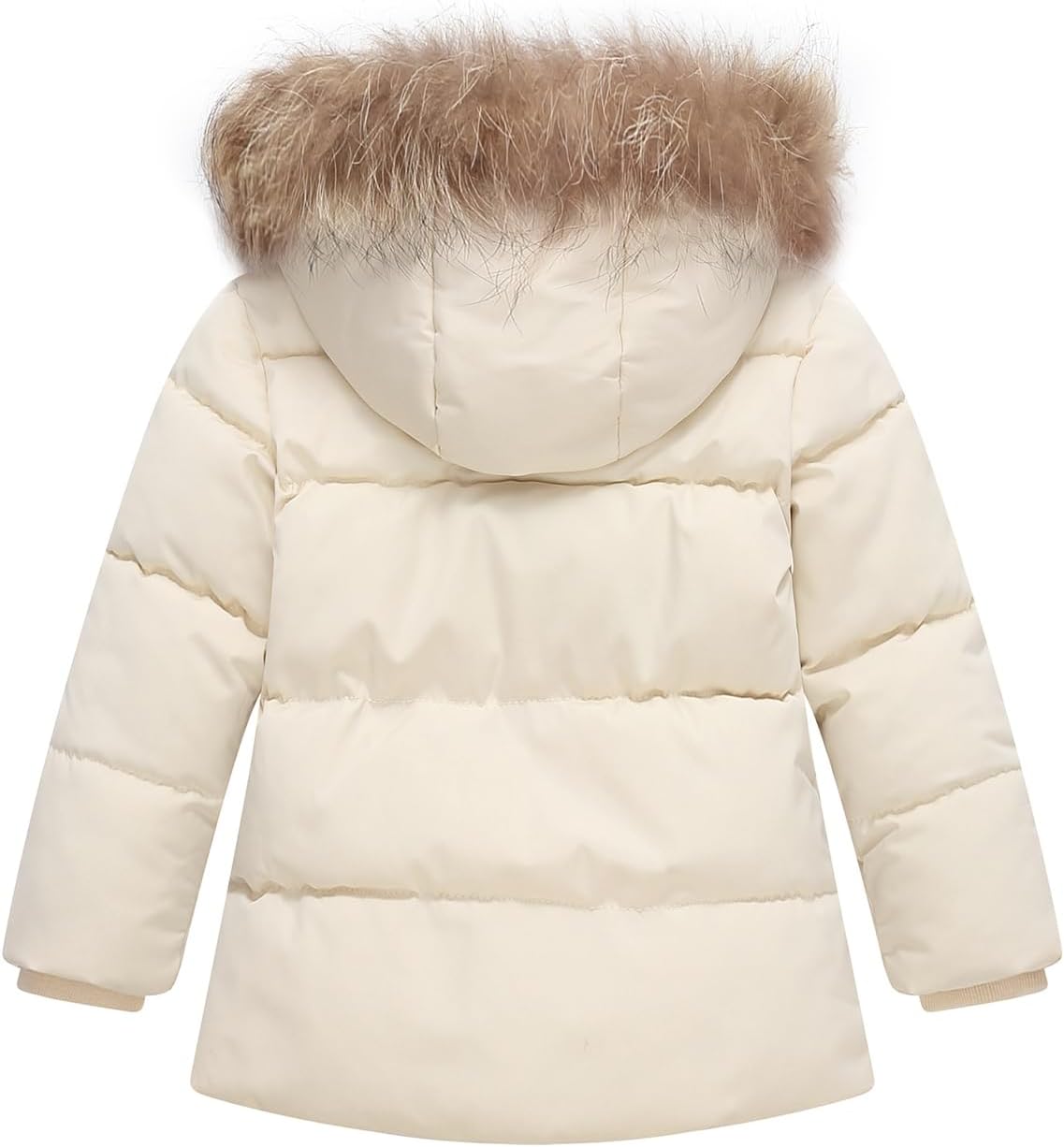 Kids Girls Winter Fleece Lined Puffer Jackets Fur Collar Hooded Parka Snow Coats - Image 2