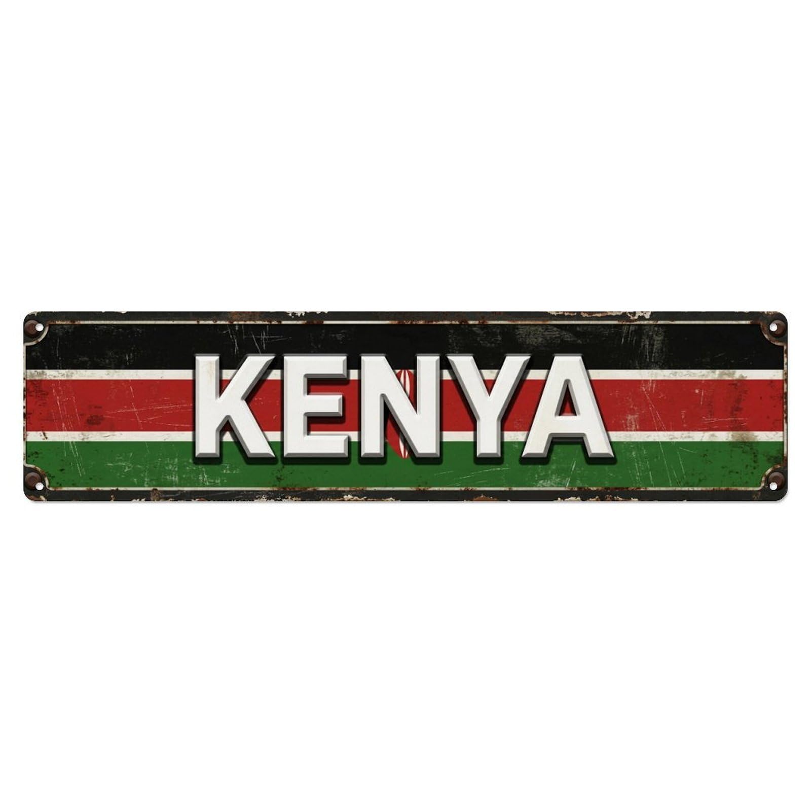 Vintage Kenya Flag Pattern Metal Tin Sign