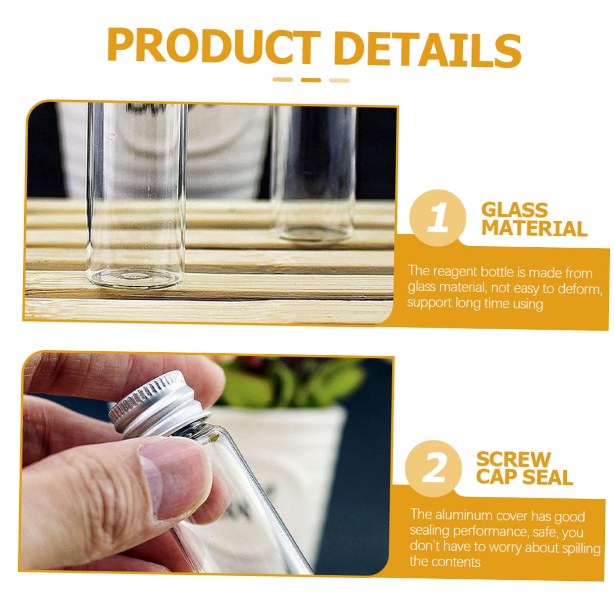 MUCKLILY Set of 12 Lab Chemical Reagent Bottles 10ml Glass Sample Bottles Leakproof Mini Containers for Use