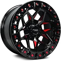 RTX Zion 17x9 Alloy Wheel 5x127 ET-15 CB71.5 Gloss Black Milled Red - Premium Truck SUV Rim