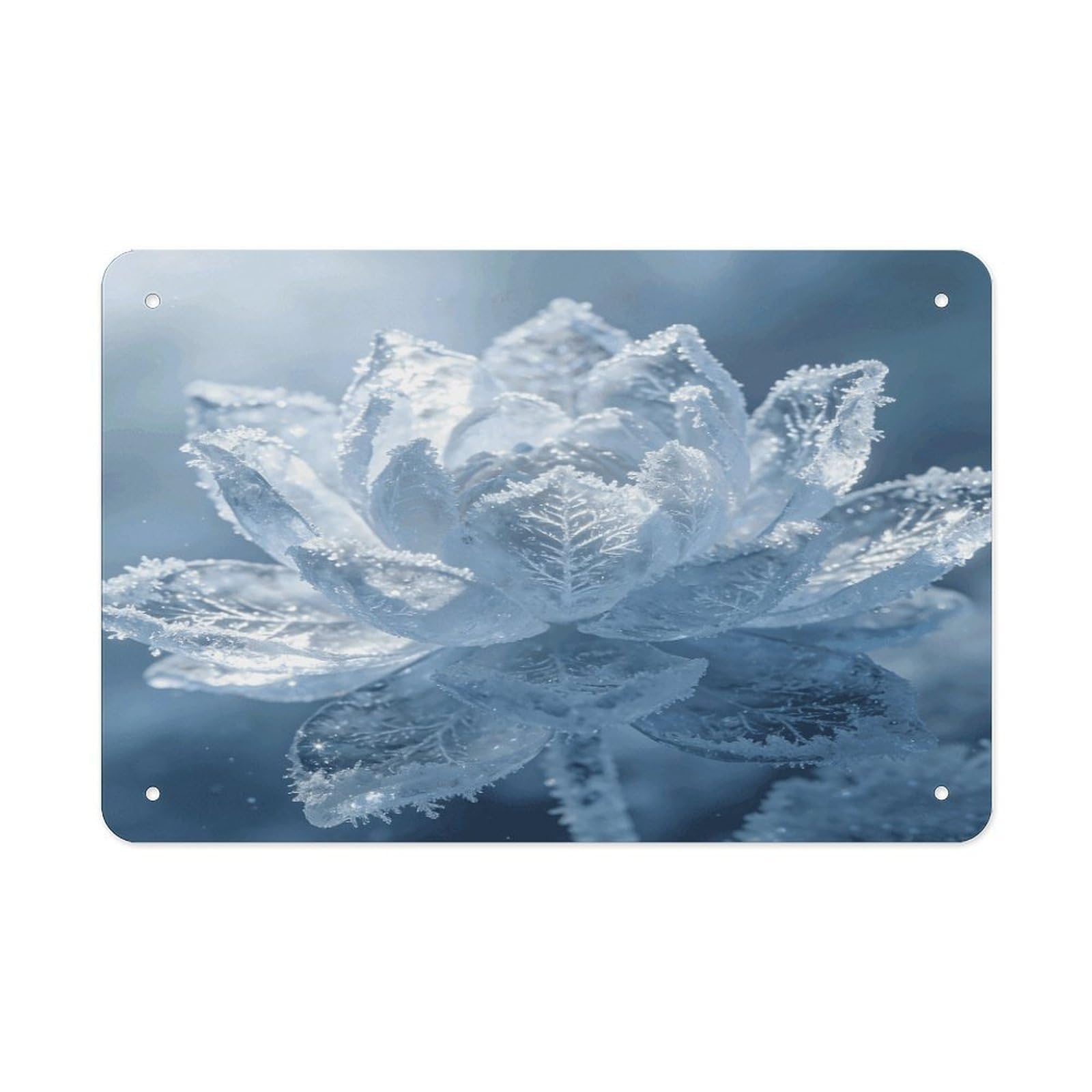 Khauerbc Style Ice Lotus Tin Sign Iron Sheet Painting Unframed 11.8X7.9 Inch Metal Poster Wall Decor Iron Painting Wall Prints For Living Room Bedroom Office Home Decor