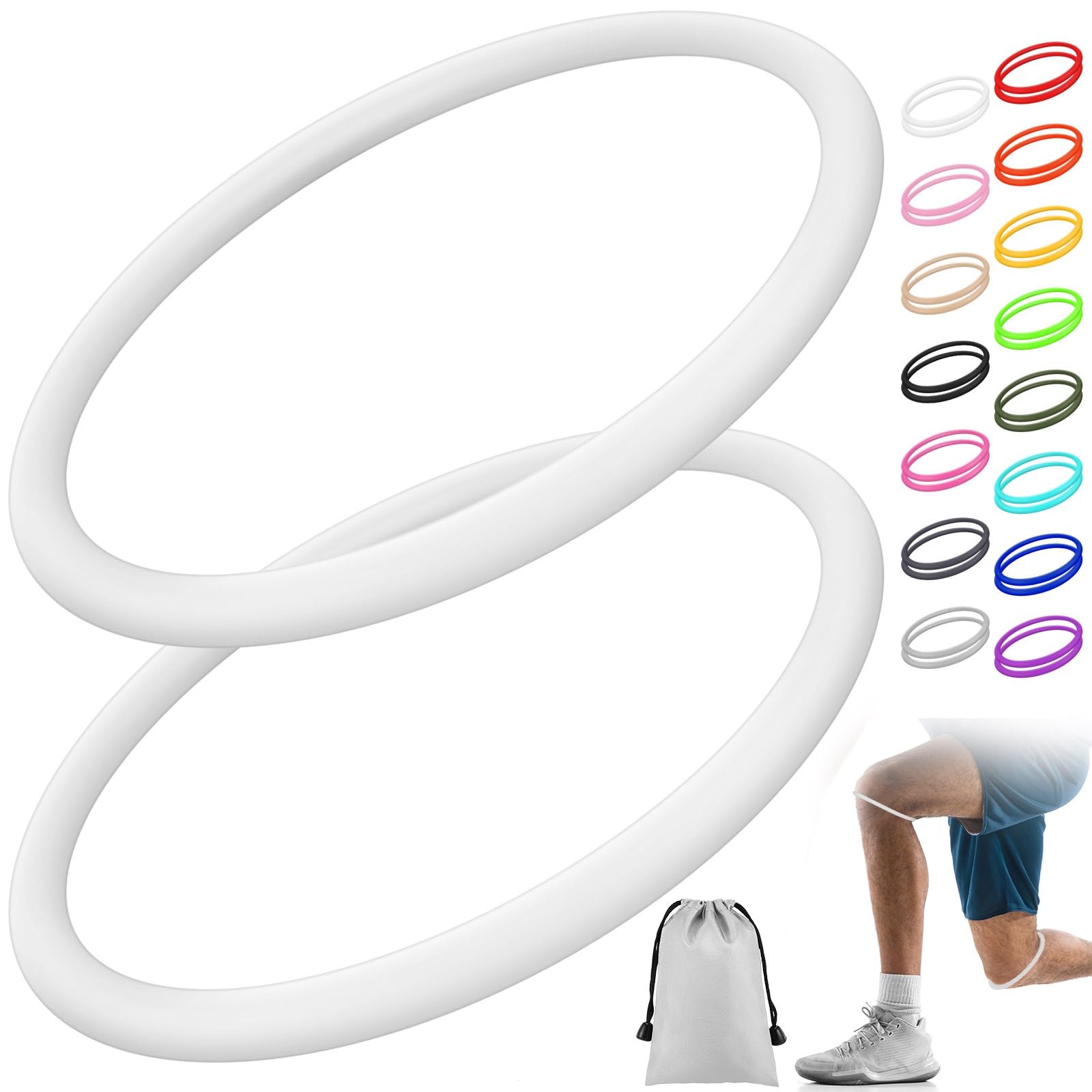 Foilswirl Silicone Patella Knee Band for Basketball Patella Tendon Support Knee Pain Running Tendon Brace Support Strap(2,White,M)