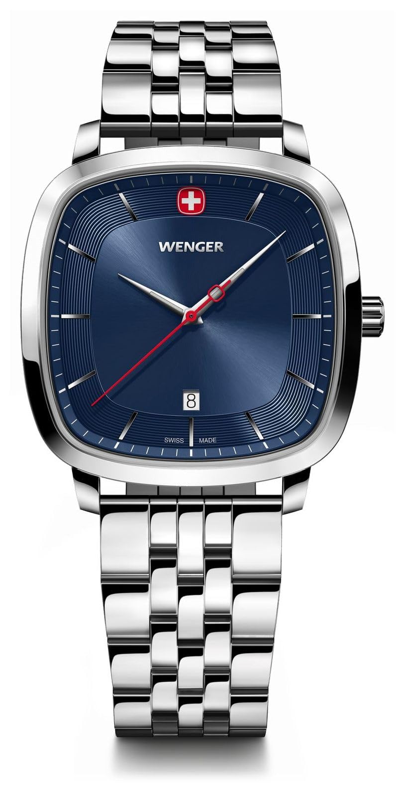 WENGER Vintage Classic | Swiss-Made Analog Mens Wrist Watch, Squircle Case, Blue Dial, 37mm, 50M Water Resistant | Stainless Steel Strap | 01.1921.103 (B0CNT4DZ8M) Amazon Price History, Amazon Price Tracker
