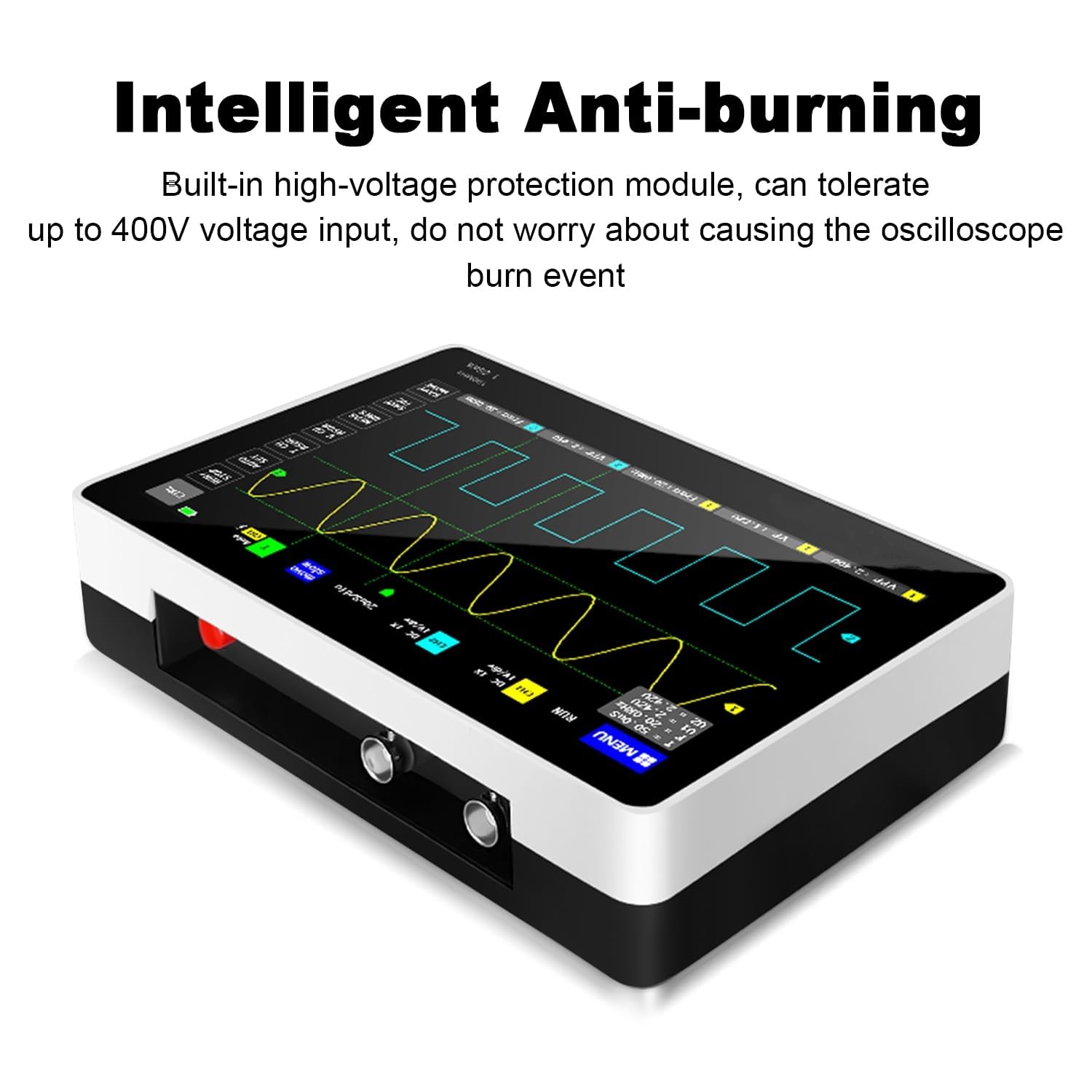 Oscilloscopio Tablet a 2 Canali, WapoRich Oscilloscopio Portatile con Sonda ad Alta Tensione 100X, Larghezza di Banda 100MHz, Frequenza di Campionamento 1GSa/s, Memoria per 1000 Screenshot