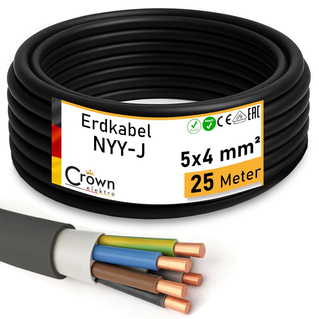 NYY-J 5x4mm² Erdkabel 25m Kupfer Volldraht DIN VDE 0276 Teil 603/627