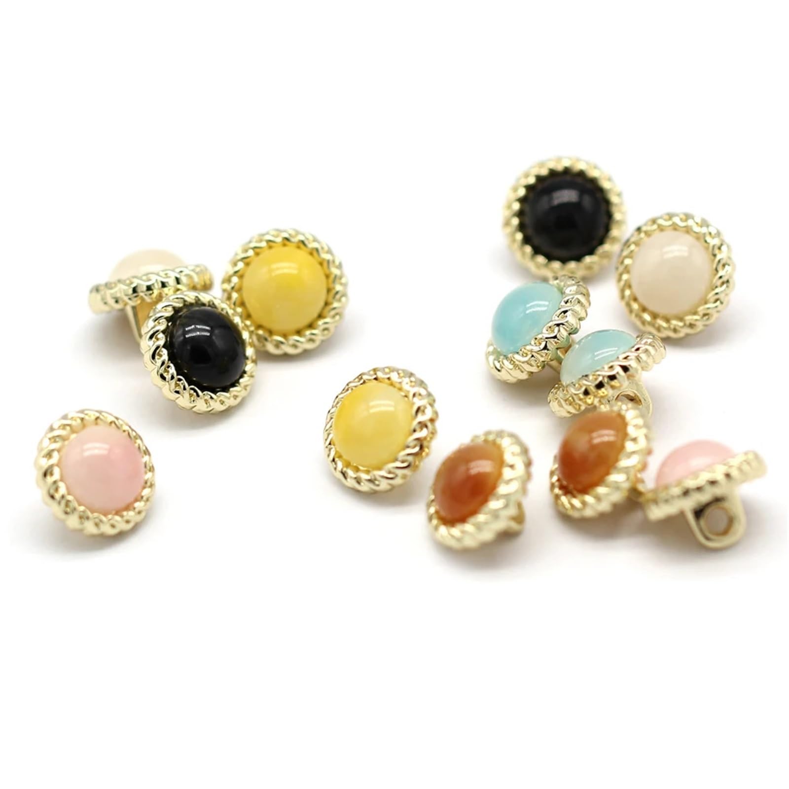 Bottoni in metallo dorato con perle, 11 mm, 100 pezzi, per camicie e vestiti vintage | Bottoni vintage dorati con perle, rotondi da 11 mm, 100 pezzi per progetti di cucito per camicie, abiti, polsini, colletti.