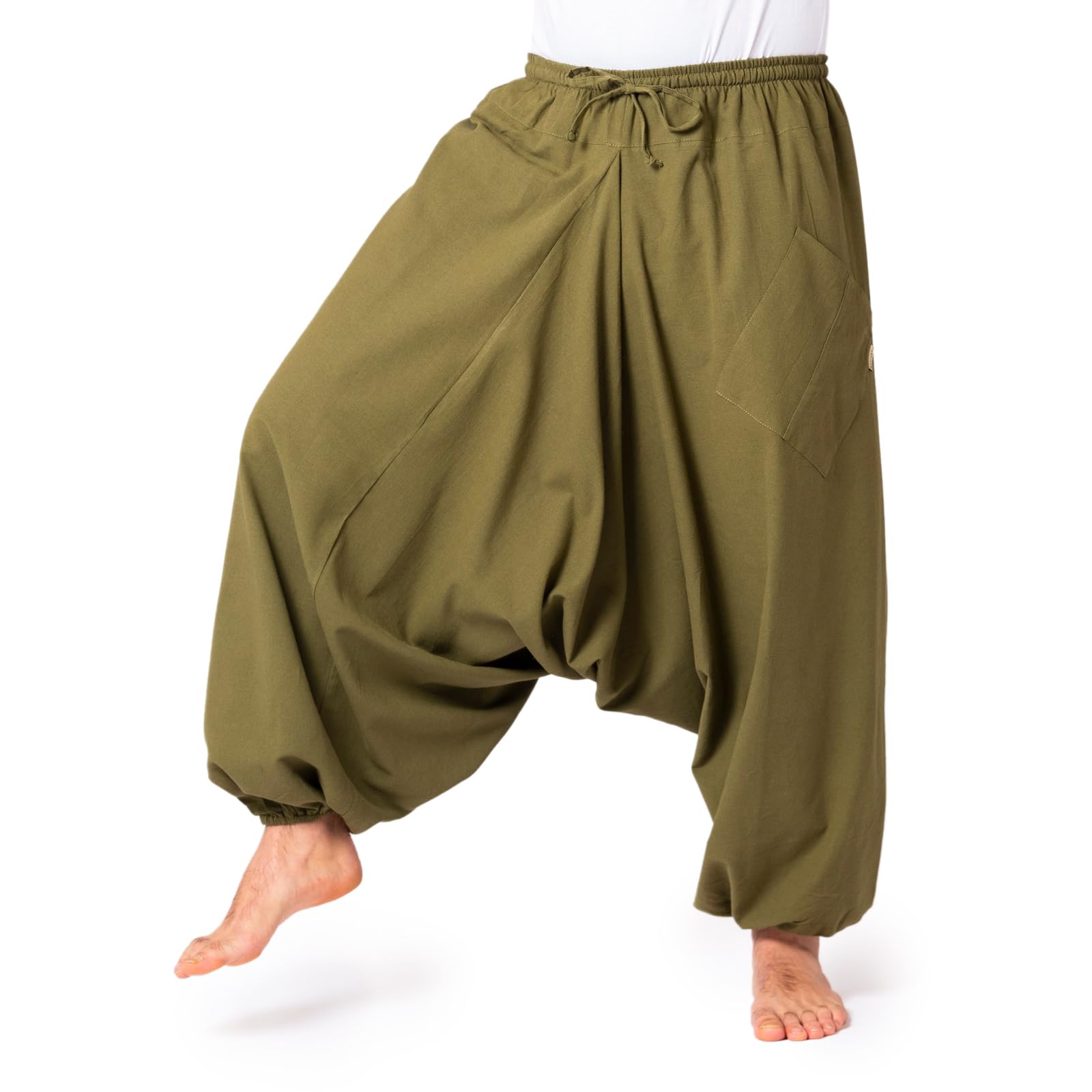 PANASIAM Aladin Pants Cotton 'Nature', Olive Green, L