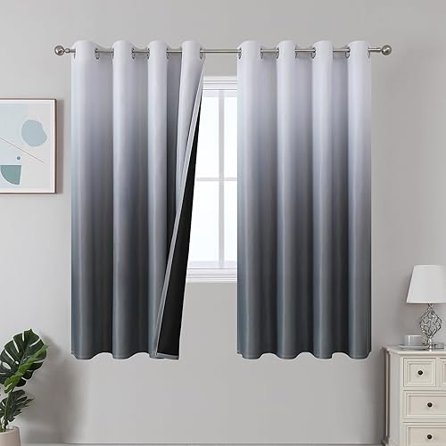 Miniatura 27 de Estelar Textiler Cortinas Opacas con Degradado para Sala de Estar de 84 Pulgadas de Largo, Cortinas de Ojales Ombré con Aislamiento Térmico de Gris