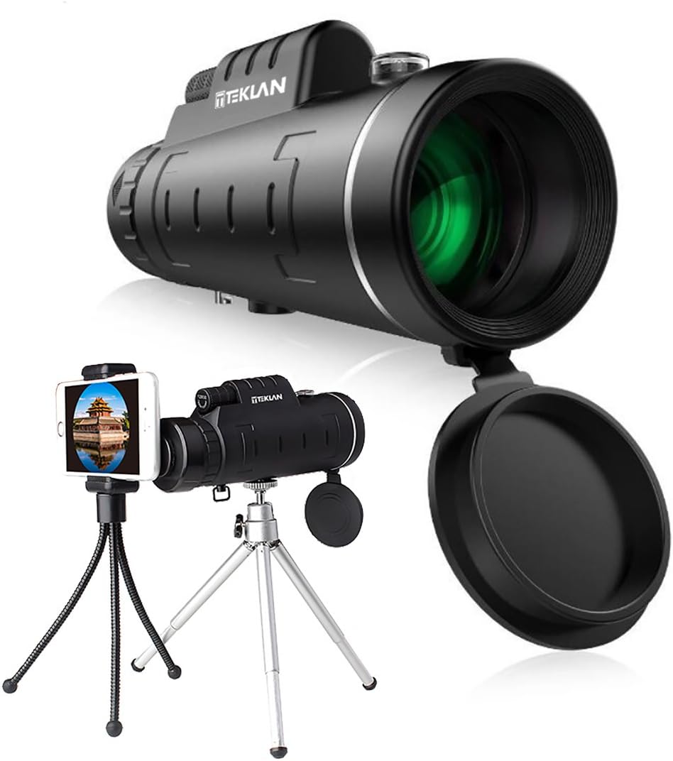 12x50 Compact Monocular Telescope w/BAK-4 Optical Prism - Powerful, Lightweight Scope w/Phone Clip & Tripods for iPhone & Android - Use for Bird Watching, Hunting, Camping, Concerts + More!