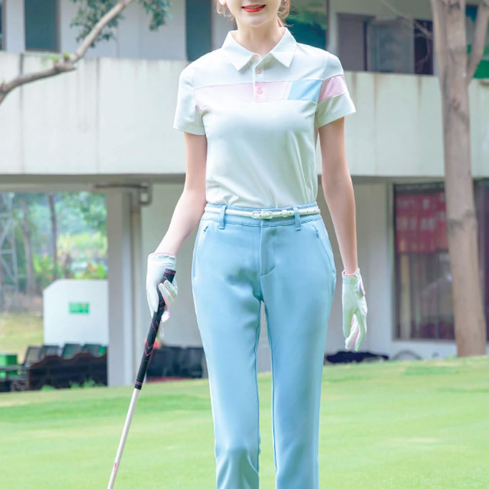 LANGWEI T-Shirt Polo da Golf da Donna Manica Corta Bavero Top Casual per Abbigliamento Sportivo Ad Asciugatura Rapida