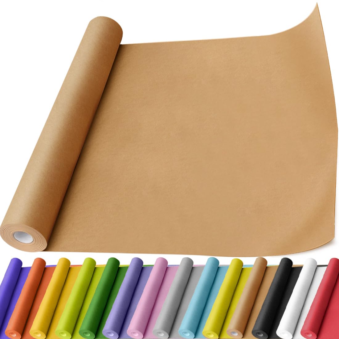 PerkHomy Brown Kraft Paper Roll 17.5" x 600" (50') for Gift Wrapping Bulletin Board Craft Art Bouquet Flower Packing Moving Shipping Floor Covering Table 70GSM 50LB (Brown, 17.5" x 50')