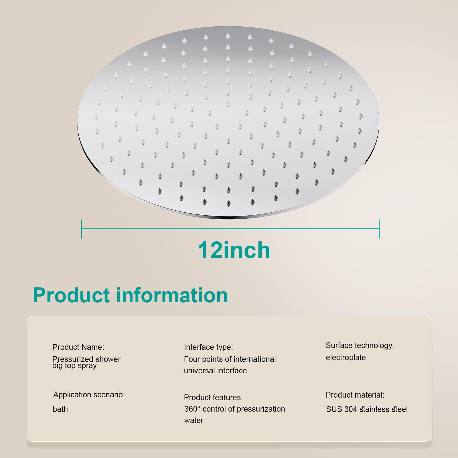 AULEEND Rain Shower Head, Work with Any Decorative Style,All Metal Rainfall Shower Head (Chrome, 12 Inch) - Image 2