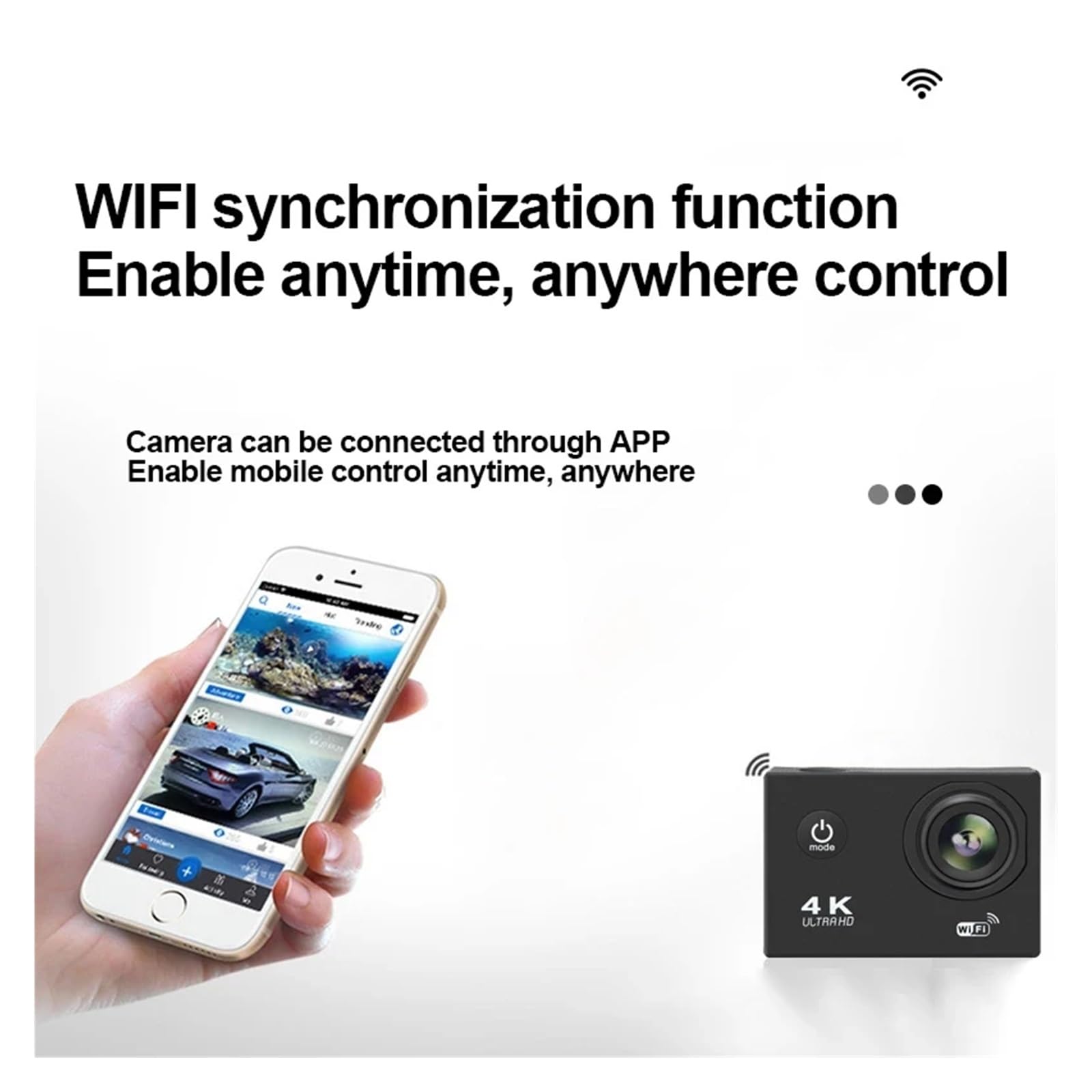 Ultra HD 4K Action Camera 720P/30FPS WiFi Telecamere subacquee Casco impermeabile Bicicletta Videocamere con registrazione Sport all'aria aperta Cam(Blue)