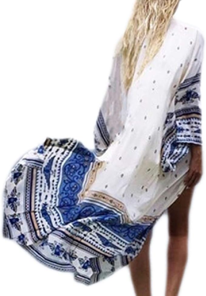 Bsubseach Womens Chiffon/Rayon Beach Blouses Kimono Cardigan Long Bikini Cover Up