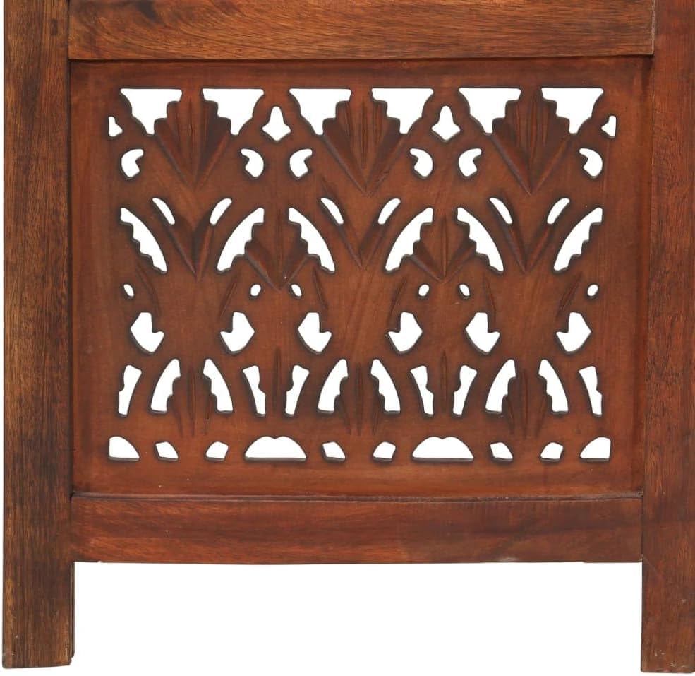 Image of Classic Wood and Craft Wooden Room Divider Partition for Living Room, Privacy Partition, Partition Wall, Divider for Makeup Studio /Office (3 Panels - Leaf Mix Design)