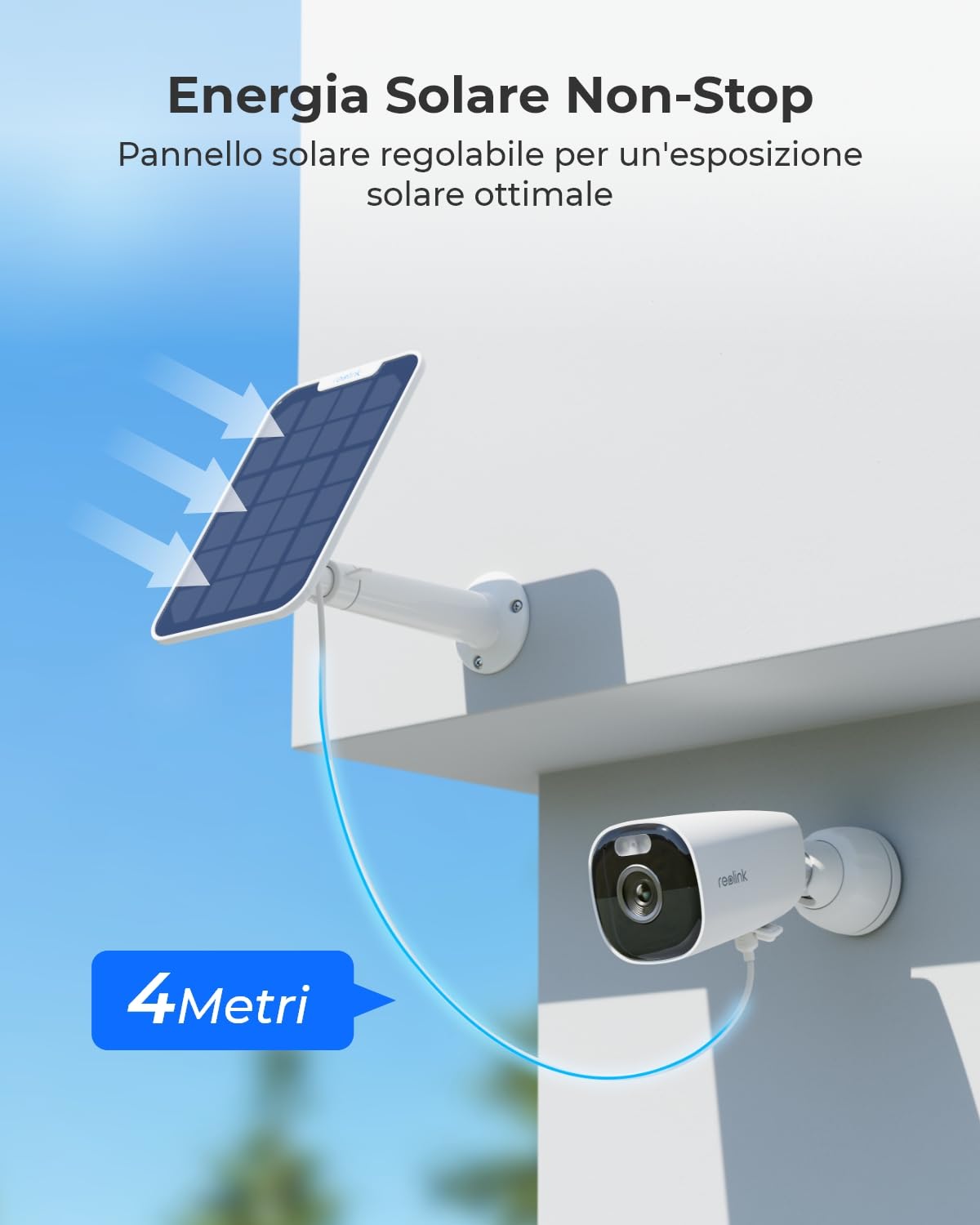 Reolink 5MP Telecamera Solare da Esterno Senza Fili con Batteria e Faretti | Videosorveglianza WiFi Esterno, Rilevamento Smart, Audio a 2 Vie, Sirena, microSD e Cloud, Alexa, Eco Pro + Pannello Solare