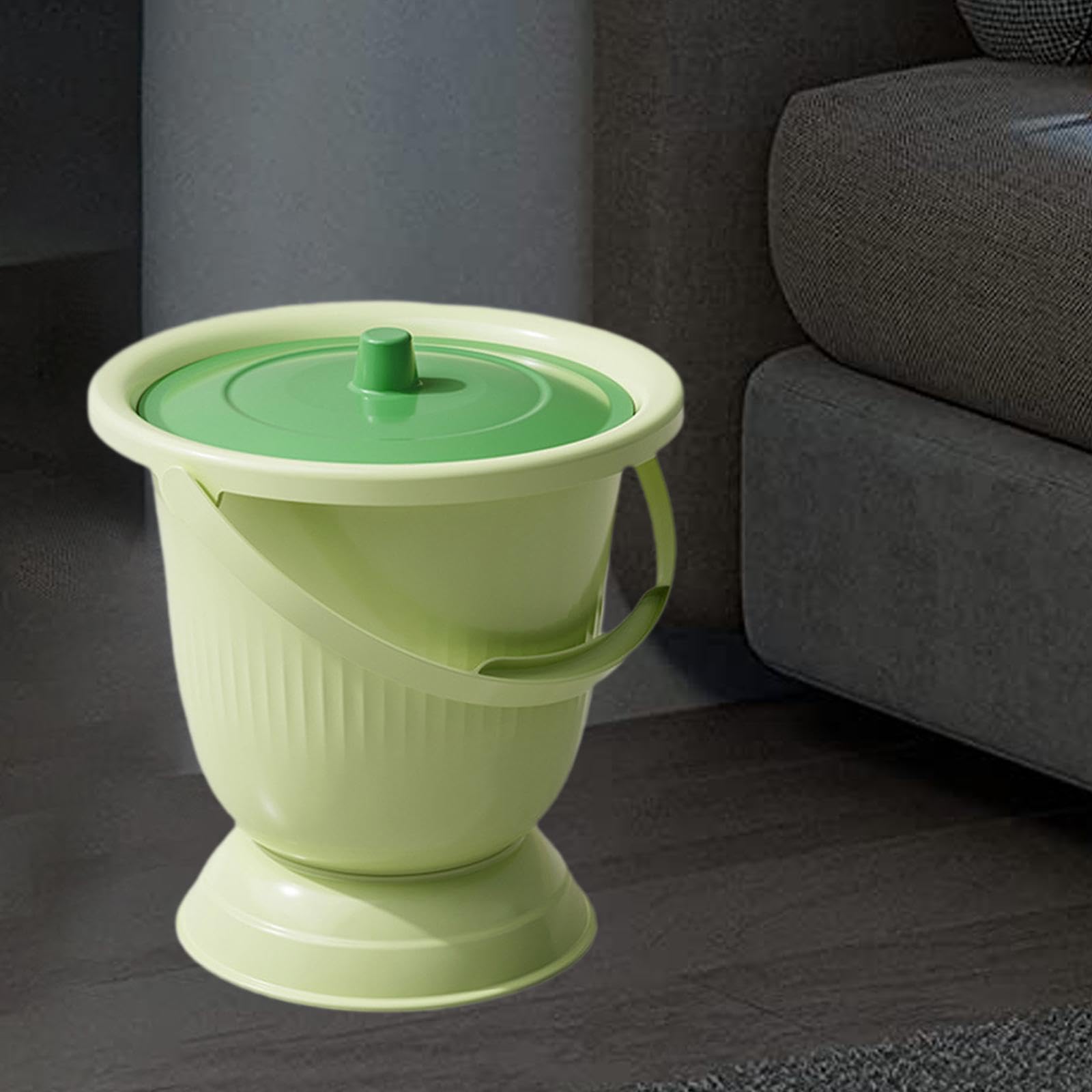 MagiDeal Vaso di pentola orinatoio vaso per bagno capezzo secchio da commodo sputoon portatile con coperchio e manico anziana maschio femmina, Verde