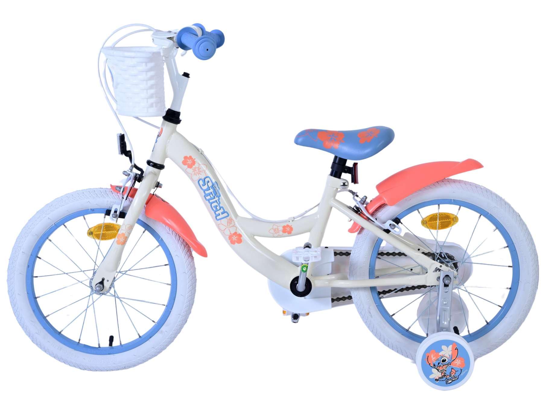 Disney Stitch Vélo pour enfant - Fille - 16" - Crème corail bleu - Freins à deux mains