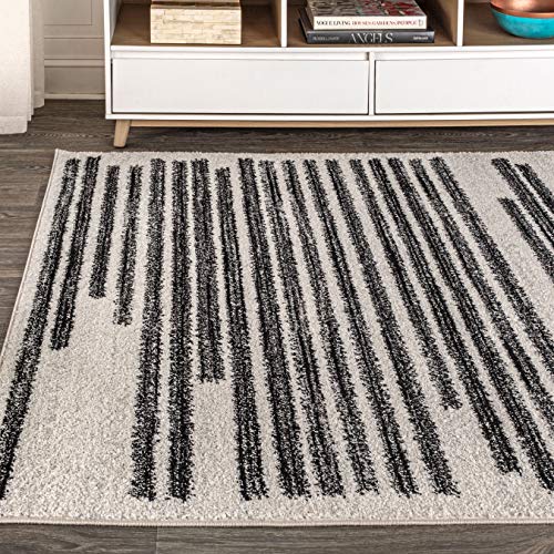 Tapete decorativo Eyely Berber Stripe 120x93 cm crema y negro miniatura 4