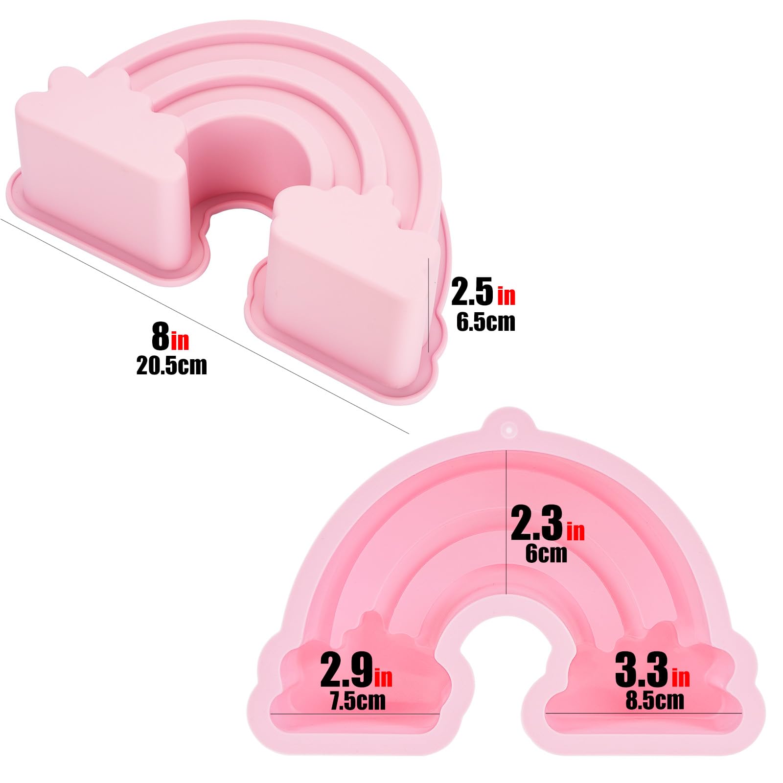CAIRIAC Rainbow Cake Mold Silicone Molds for Baking, Resin Crafts Molds, Baking Gift for Mom Wife Bakers, Specialty Novelty Cake Pans Housewarming Gifts Large Rainbow Mold (Pink)