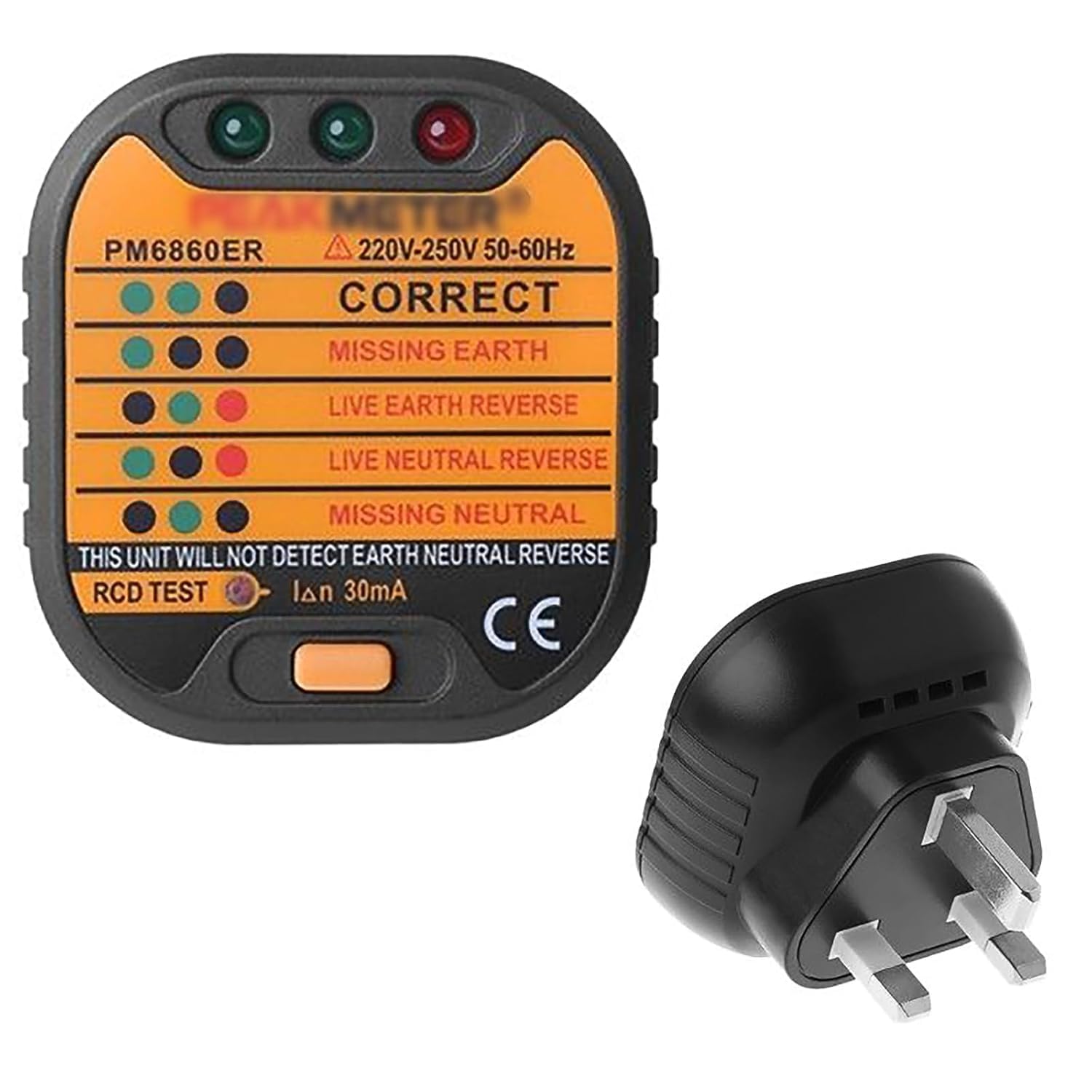 Circuit Polarity Voltage Detector Socket Tester - 220-250V Electric Mains Outlet Tester UK With LCD Display RCD GFCI Plug for Power Socket Wiring Detection