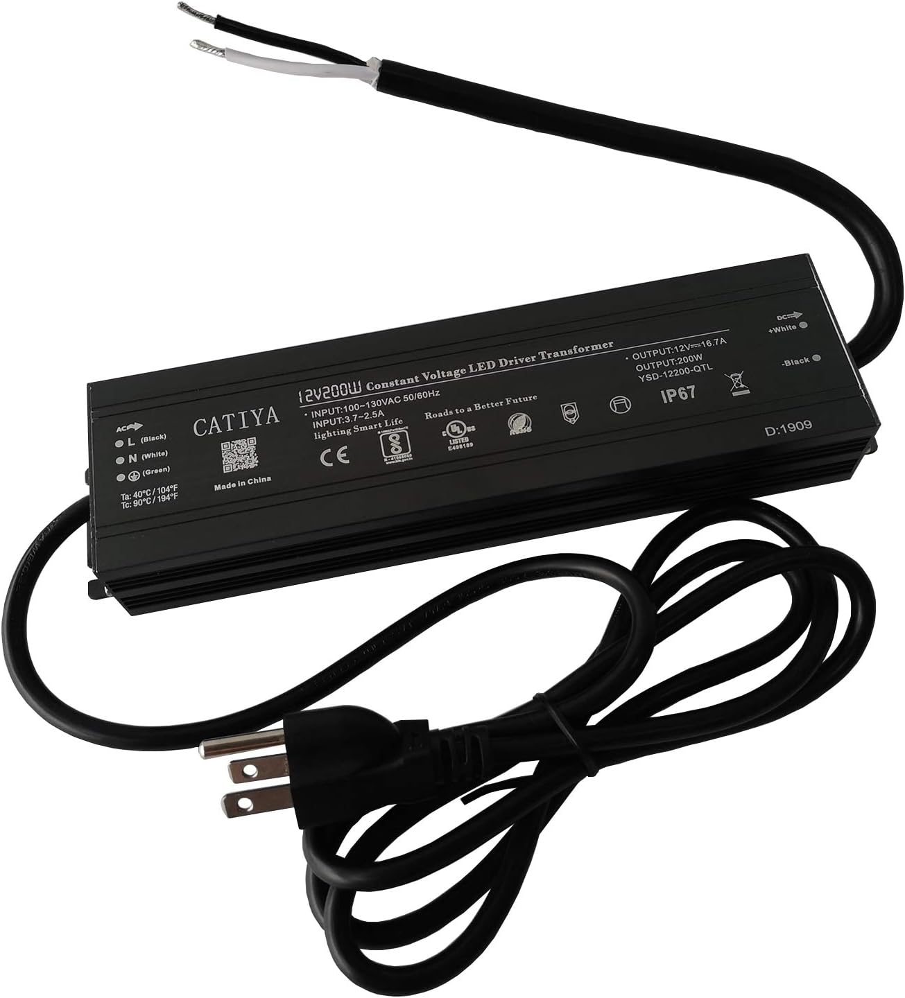 CATIYA 12V 200W LED Driver Transformer, IP67 Waterproof Constant Voltage Power Supply for LED Wall Wash Light Bar