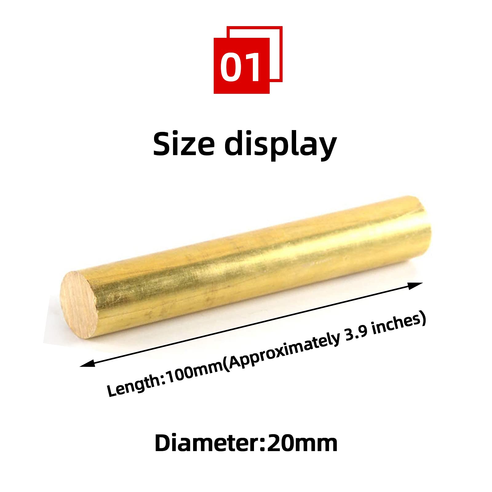 Pręt okrągły z litej miedzi, pręt okrągły z mosiądzu, średnica 14-20 mm, długość 100 mm(Diameter:20Mm)