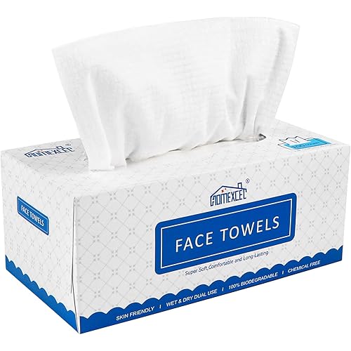 HOMEXCEL Face Towels, Disposable Face Towelette, Biodegradable Makeup Remover Dry Wipes, Super Soft Clean Facial Towels Wash Cloth for Sensitive Skin,100 Count