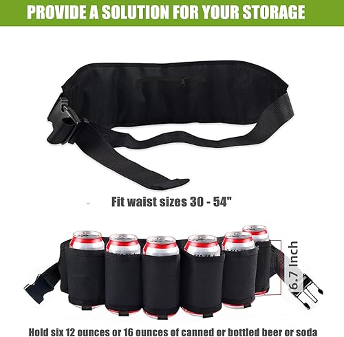 Miniatura 3 de BLIRITEL Funda para cinturón de cerveza con capacidad para 6 latas, soporte para cinturón de botella de cerveza para hombres y mujeres, cinturón de