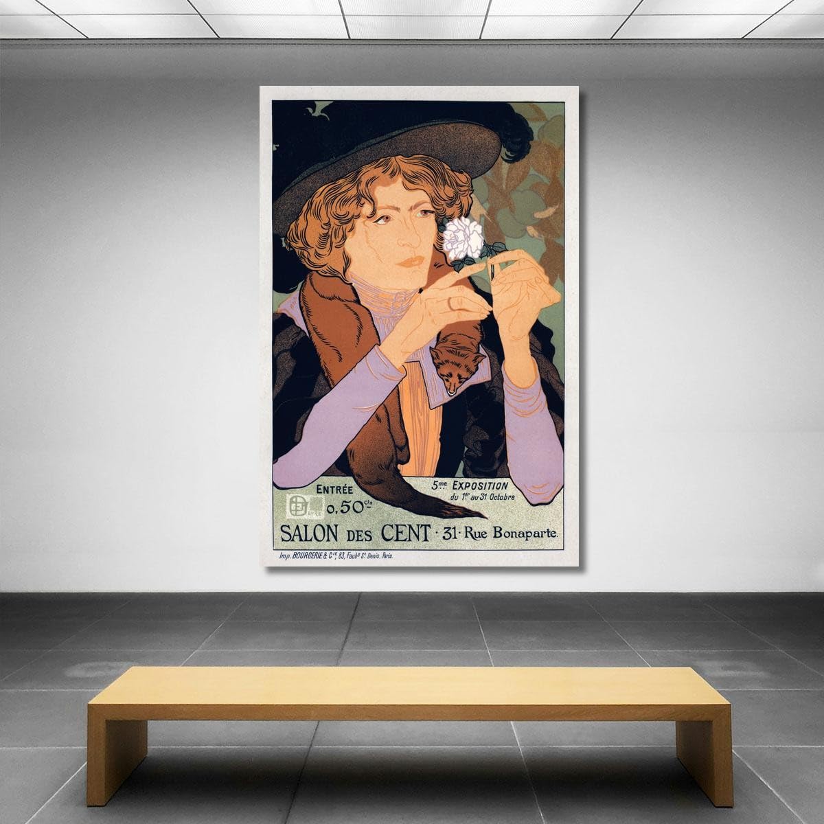 Cartel para la quinta exposición de arte del Salon des Cent Georges de Feure, gdf2 Cuadro impreso sobre lienzo Fine Art, enmarcado listo para colgar, montado a mano, 100 x 70 cm