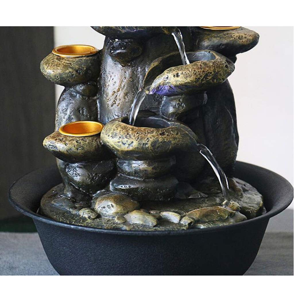 Relajarse Fuentes de interior Fuente de la fuente de la fuente de la fuente de la fuente de la fuente de la fuente con los soportes de velas Feng Shui Fuente de escritorio 11.03 pulgadas tranquilo son