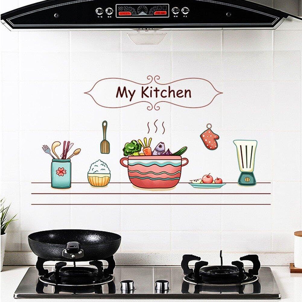 4Pcs Clear Oil Proof Wall Stickers Kitchen Backsplash Wall