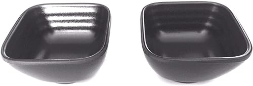 Lucky Star Melamina Square Salsa Pasta de Inmersión Platos Tazones Wasabi Sushi Sashimi Ajo Cups, 2-58" (Capacidad 2 onzas), Negro (20)