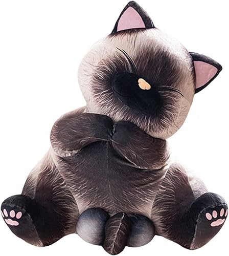 Almohada de peluche de gato siamés gordo suave negro gato grande gatito juguete realista de gato siamés peluche Kawaii gatito gato muñecas
