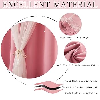 【色: 星彫り-ピンク】NICETOWN 遮光カーテン 二重層遮光 カーテン Amazon｜NICETOWN 遮光カーテン 二重層遮光 ピンク かわいい 柄