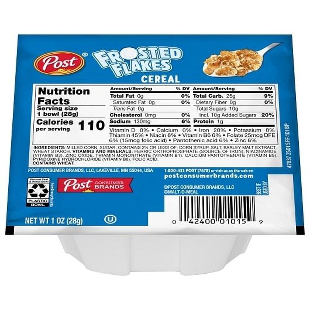 Frosted Flakes Single Serve Bowl Pack Cereal by Malt-O-Meal – 1 ounce (28 grams), Pack of 96