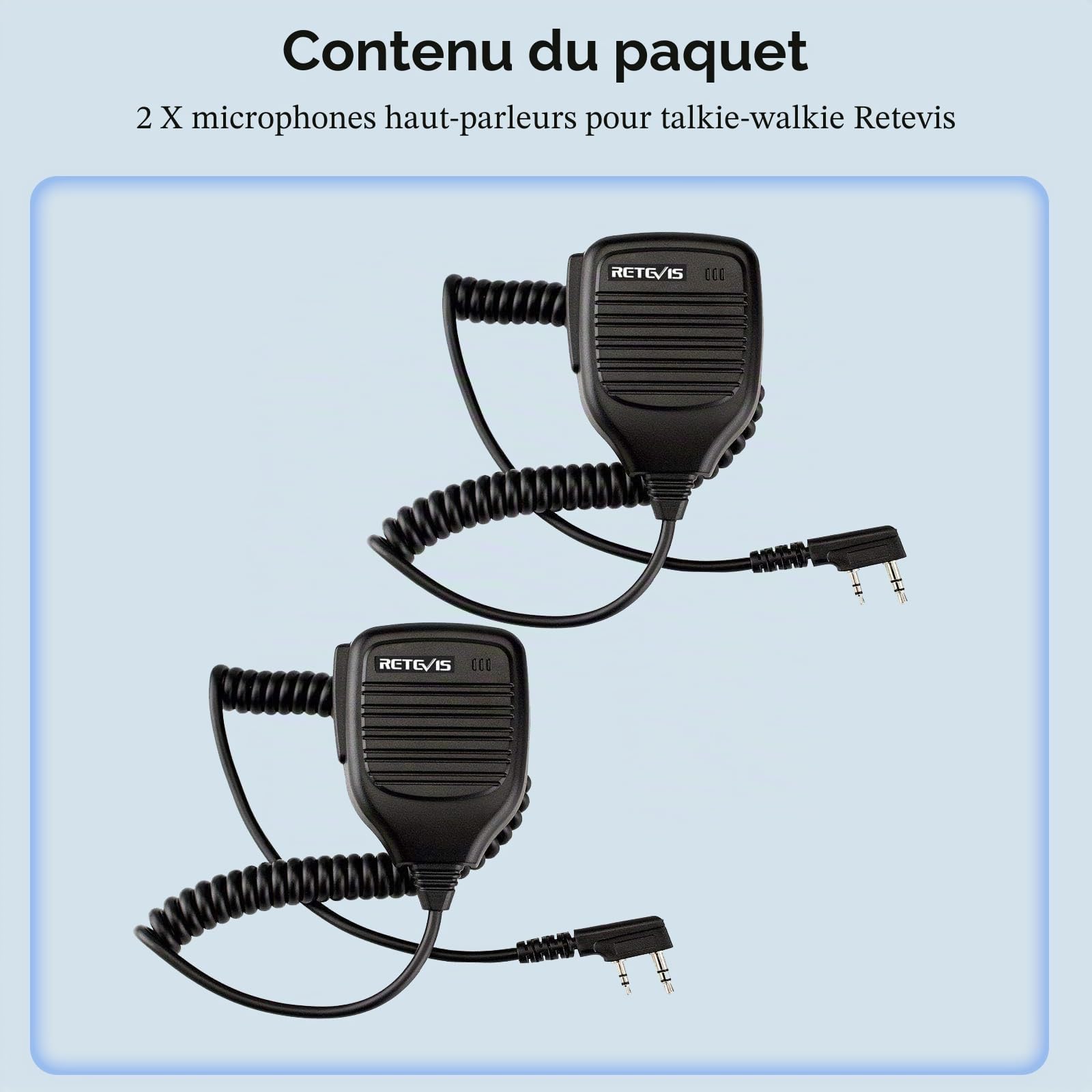 Retevis Talkie Walkie Micro 2 Broches Haut-Parleur Microphone Compatible avec Baofeng UV-5R BF-888S BF-88E RT24 RT27 H777 RT668 WOUXUN Kenwood TYT HYT Talkies Walkies pour la Chasse et Le Tir (2 Pcs)