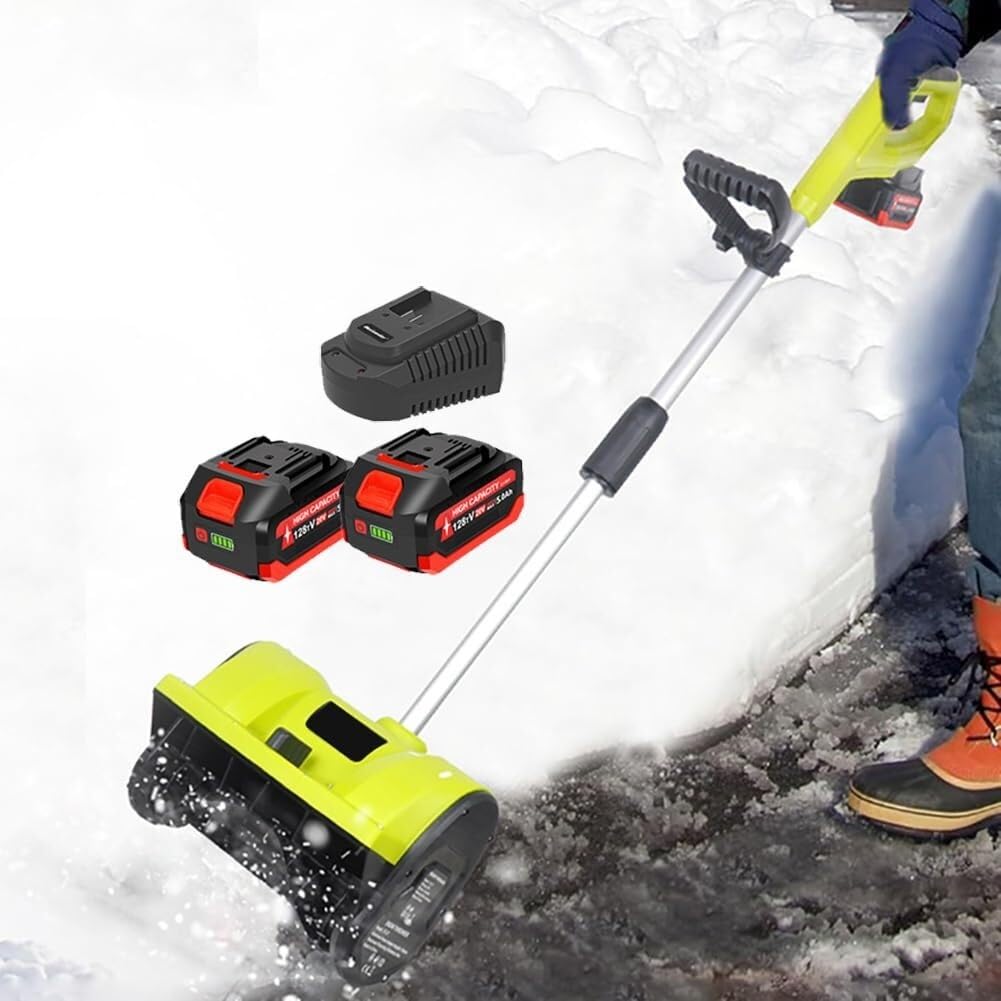 Pala da Neve elettrica, spazzaneve Senza Fili Alimentato a Batteria, spazzaneve direzionale Regolabile con 2 batterie agli ioni di Litio