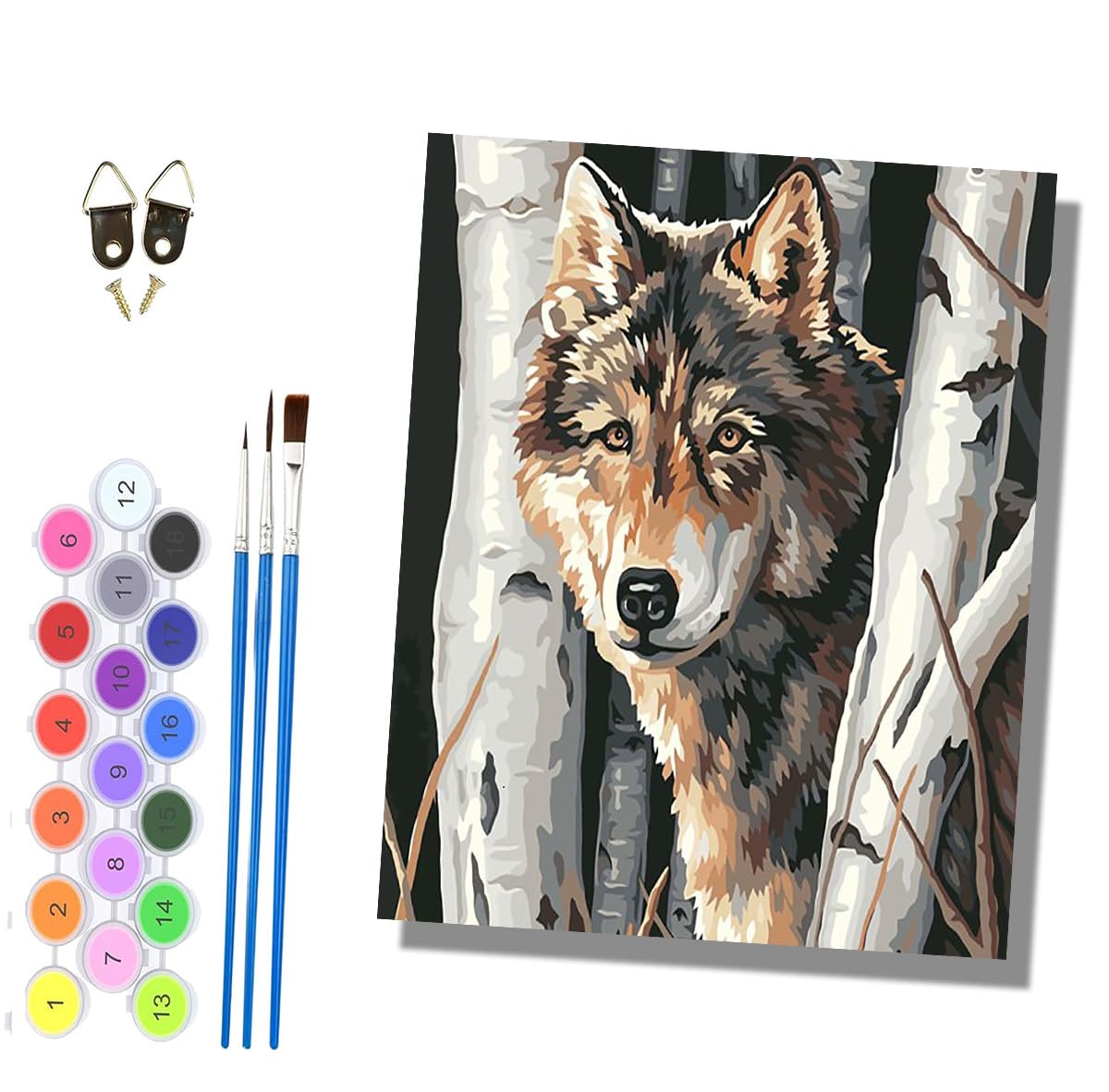 HONGPZH Paint by Numbers for Adults and Beginner Painting by Number Kits On Canvas Without Frame Painting Acrylic Paints Home Wall Decor 40x50cm/16x20in Wolves of the Forest