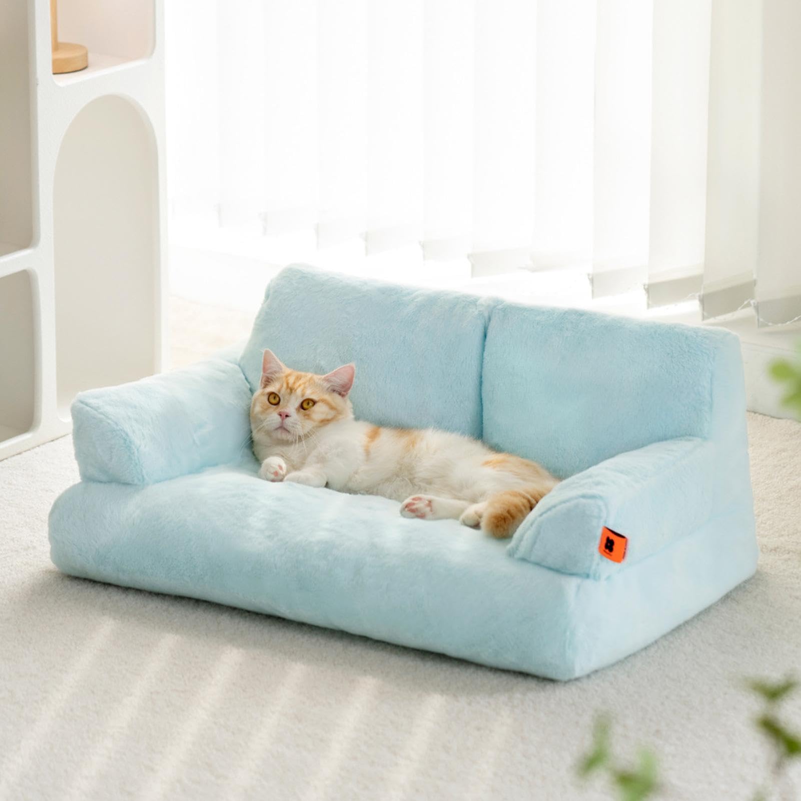 Sofá Cama para Gatos de Felpa Lavable con Fondo Antideslizante para Mascotas Pequeñas