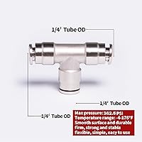 Vista 2 de VIGOR 2 piezas Union Tee Push to Connect Fittings Latón Conexión Rápida, 14" x 14" x 14" OD 3 vías en forma de T adaptador de unión para resorte
