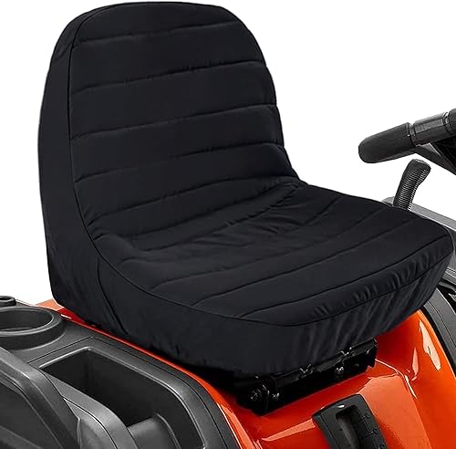 Miniatura 5 de Funda negra para asiento de tractor para cortacésped Kubota Craftsman Husqvarna John Deere Cub Cadet resistente al agua, acolchada y cómoda, se