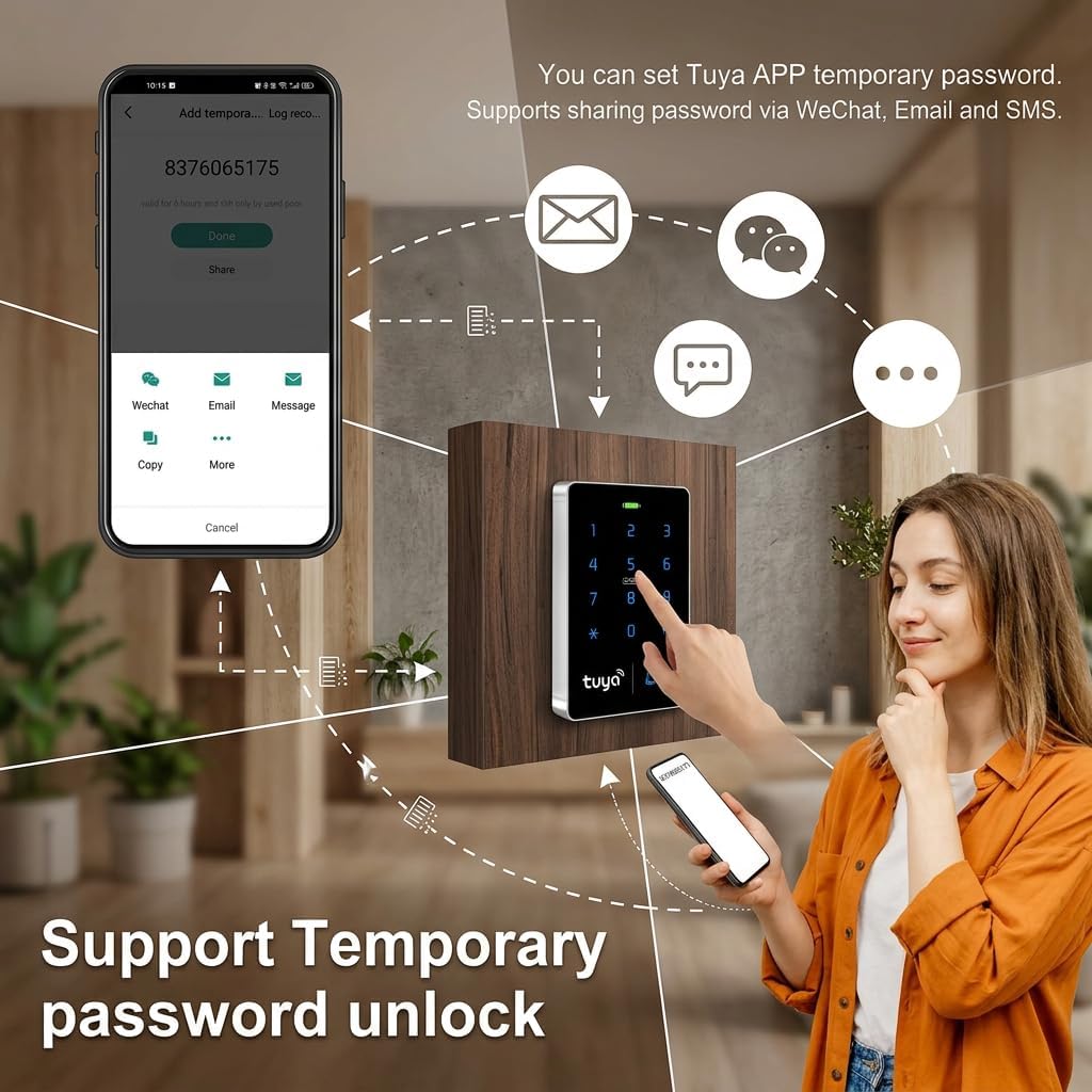 Tuya APP Kit de contrôle d'accès RFID double fréquence IP68 étanche, Wiegand 26/34, lecteur de carte 13,56 MHz + 125 kHz, rétroéclairage bleu, adapté pour le contrôle d'accès résidentiel et commercial