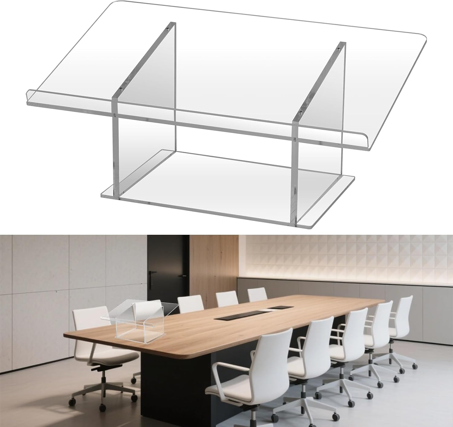 Thickening Acrylic Tabletop Podium, Portable Plexiglass Pulpits, Clear Podium Stand for Weddings,Classroom,Conference,Churches,Professional Presentation (23-1/2"W x 10-1/2"H x 14-1/4"D)