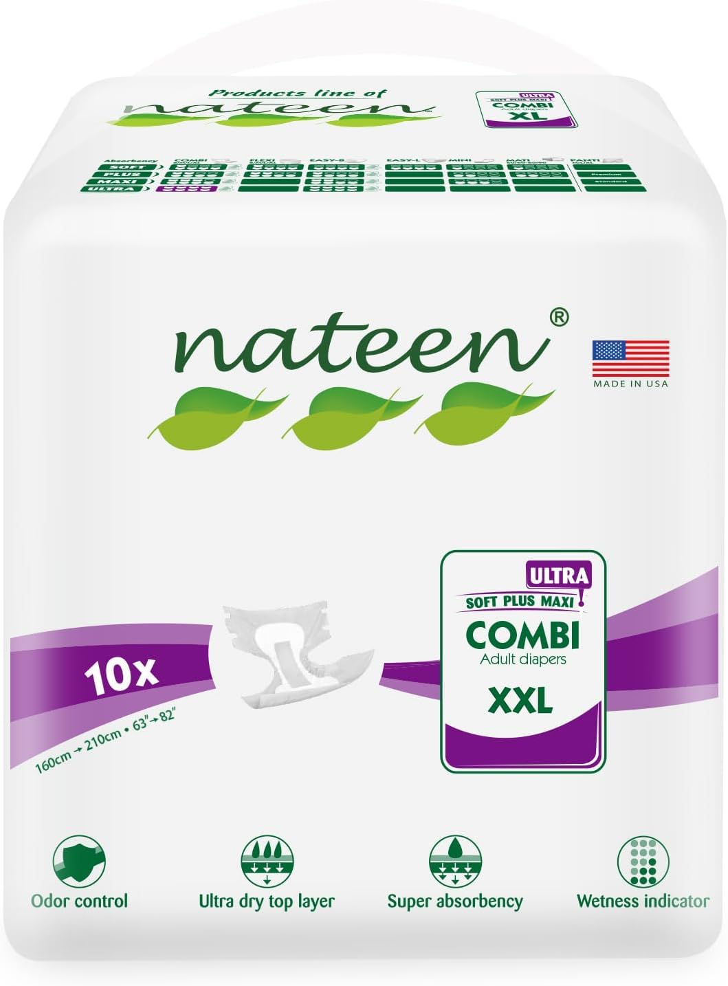 Sponsored Ad – Nateen Adult Diaper Super ultra purple line,XX-Large,Waist Size 160-210cm,10 Count Adult Diapers,Disposable diaper for Men&Women,with Maximum Absorbency, Leak Protection-6000ml